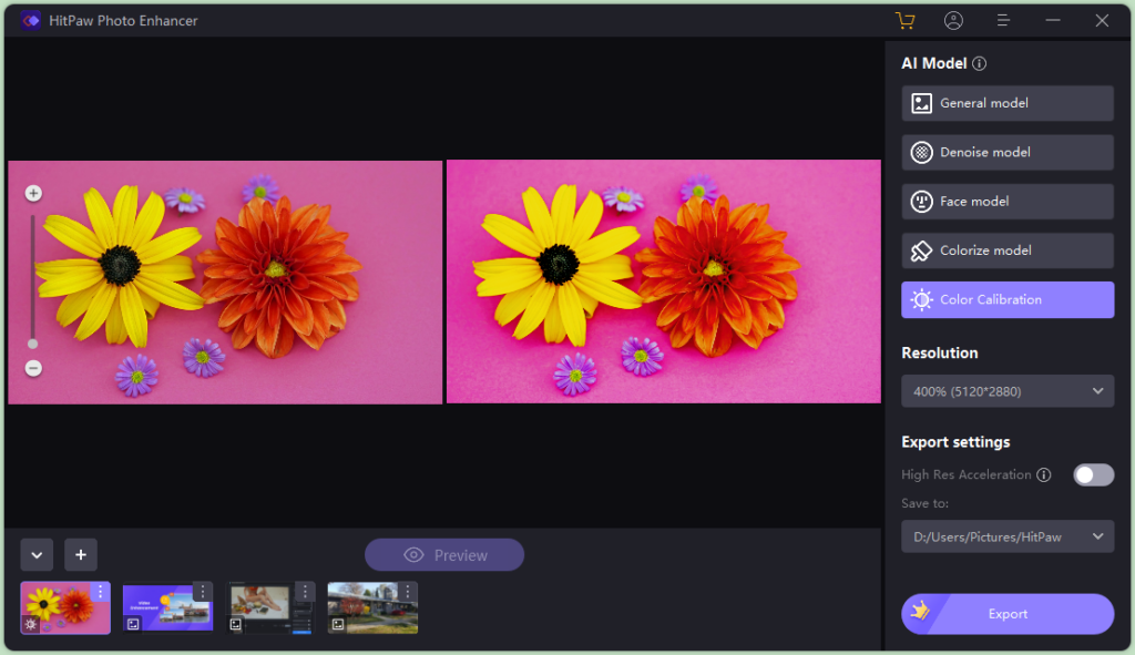 Easy One-Click Color Correction in HitPaw AI Photo Enhancer 6