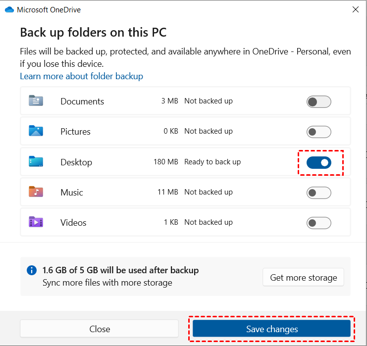 2 Ways to Backup Any Folder to OneDrive Easily 6