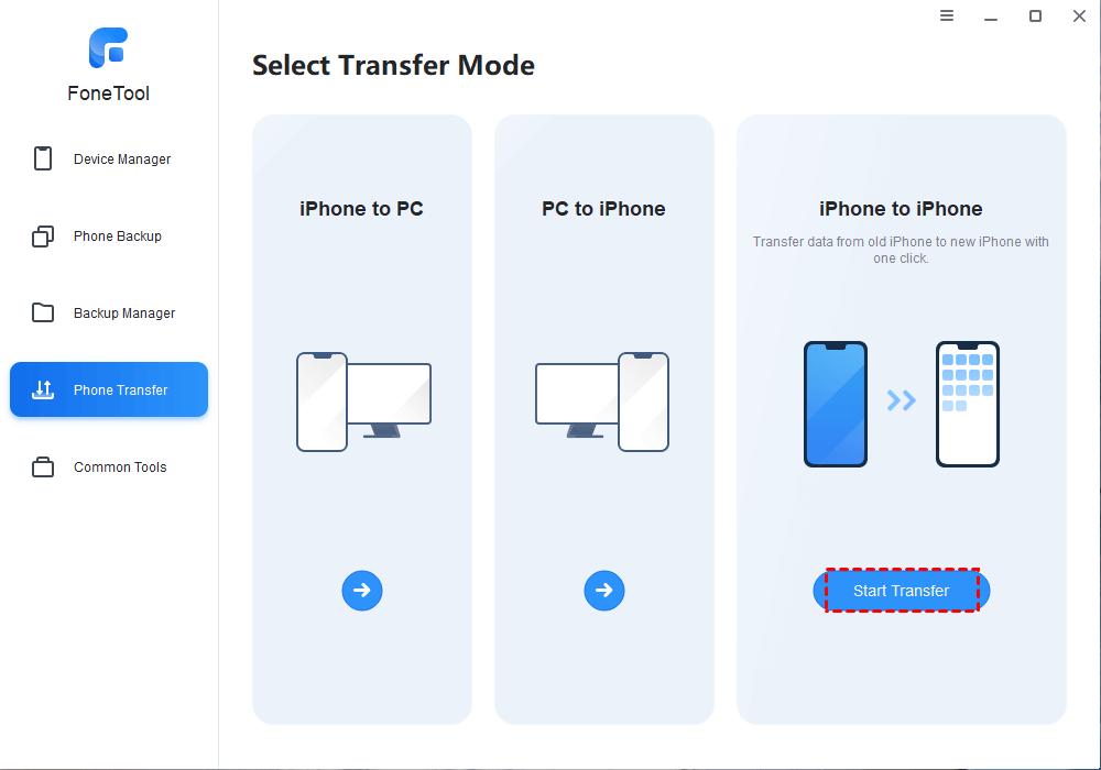 Best Free & Safe iPhone to iPhone Transfer App with Steps 1