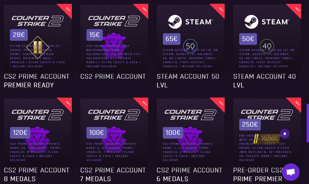 From noob to pro: selling accounts in Counter-Strike 2 1