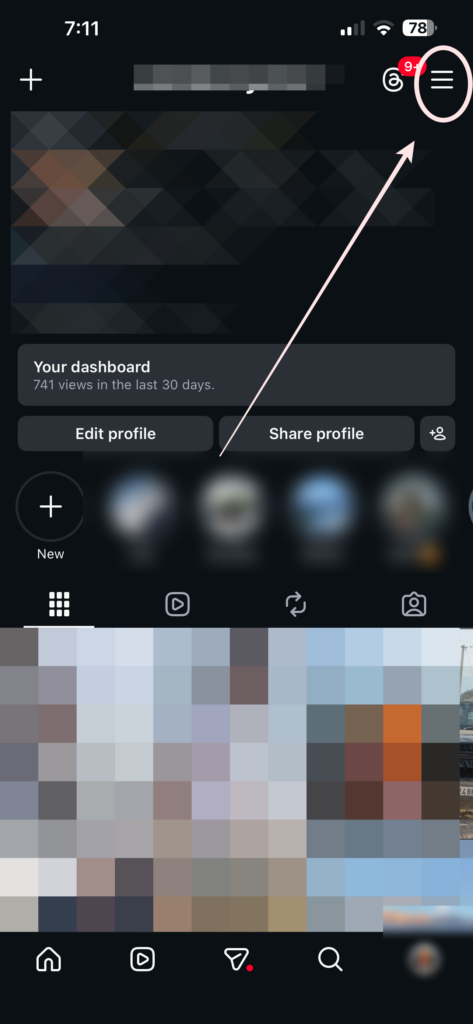 Tap the three lines (☰) in the top right corner.