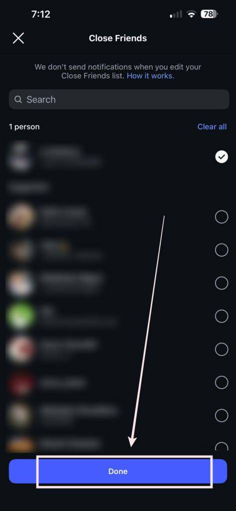 Tap Done in the top right.